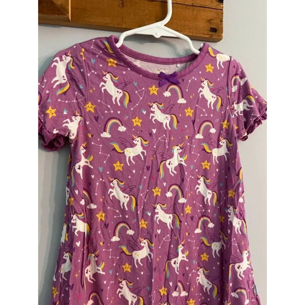 Toddler Girl 4T Bamboo Unicorn Rainbow Purple Nightgown